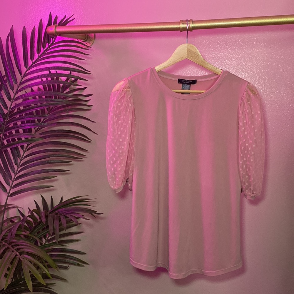 LOVE RYAN - PINK BLOUSE - PUFFY MESH SLEVES